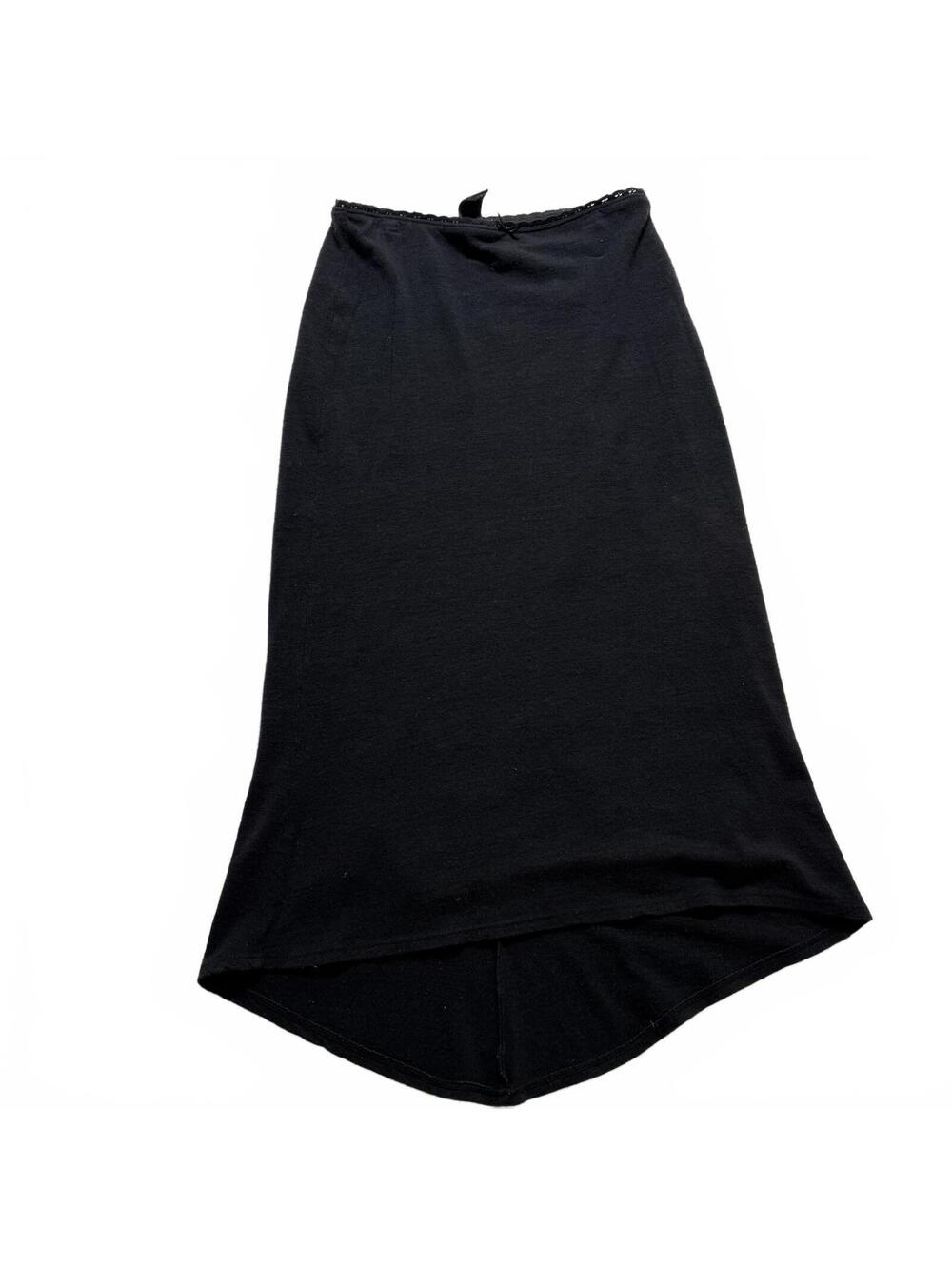 GAP Black Wool/Spandex Hi/low Straight Pull on lined skirt SZ M Elastic Waist.